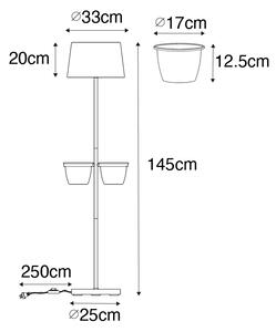 Moderní stojací lampa černá se sklem 33 cm - Roslini