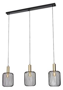 Designová závěsná lampa černá se zlatým 3-světlem - Mayelle