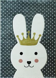 BE Dětský koberec Smart Kids 22414 GREY - šedý obdélníkový, králík Rozměr: 120x180 cm