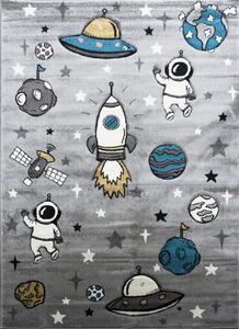 BE Dětský koberec Smart Kids 22924 GREY - šedý obdélníkový, vesmírný Rozměr: 140x190 cm