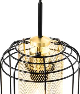 Designová závěsná lampa černá se zlatým kulatým 3-světlem - Gaze