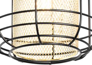 Designová závěsná lampa černá se zlatým kulatým 3-světlem - Gaze
