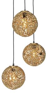 Art Deco závěsná lampa zlatá kulatá 3-světelná - Maro