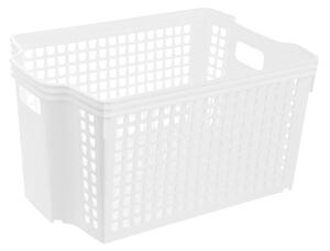 Orion L - Košík, úložný box STACK, stohovatelný, bílý, 28x19,5x14,5cm
