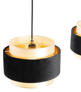 Moderní závěsná lampa černá se zlatým 3-světlem - Elif