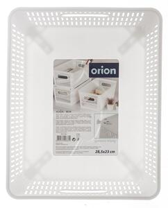 Orion L - Univerzální košík NESTA, vysunovací klapky pro stohování, bílý plast, 28,5x23x12 cm