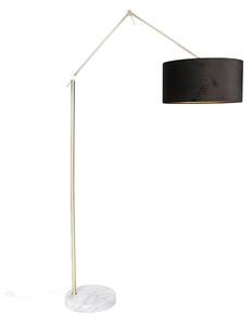 Moderní stojací lampa zlaté velurové stínidlo černá 50 cm - Redakce