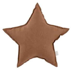 Cotton & Sweets Mini lněný polštář hvězda čokoládová 36 cm