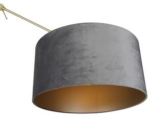 Moderní stojací lampa zlaté sametové odstín šedé 50 cm - Redakce