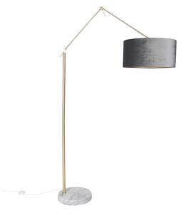 Moderní stojací lampa zlaté sametové odstín šedé 50 cm - Redakce