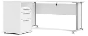 Rohový kancelářský stůl Prima 80400/44 bílý/stříbrné nohy - TVI