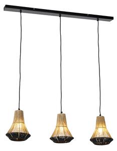 Venkovská závěsná lampa černá s provazem 19 cm 3 světla - Jenthe
