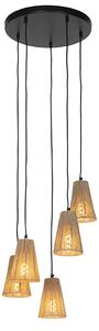 Venkovská závěsná lampa 5-světelná - Marrit