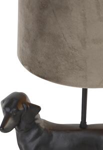 Vintage stolní lampa černá se stínidlem taupe 20 cm - Animal Animal