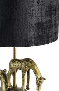 Vintage stolní lampa zlatá látková stínítko černá 25 cm - Dier Tre