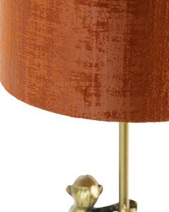 Vintage stolní lampa z mosazi, látkové stínítko červená - Flodhest Abe