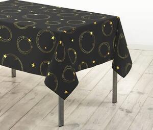 Ubrus s potiskem zlatých hvězd černá/zlatá 150x300 cm