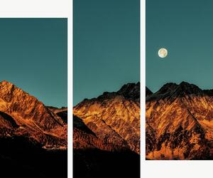 Měsíc nad horskými štíty – Třídílný obraz C, 120 × 100 cm