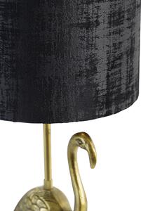 Vintage stolní lampa mosaz se stínidlem černá 20 cm - Animal Flamingo