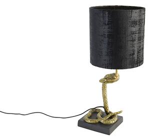 Vintage stolní lampa mosazná s černou se stínidlem černá 20 cm - Animal Slange