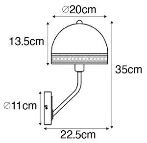 Orientální nástěnné svítidlo černé s ratanem 20 cm - Magna Rattan