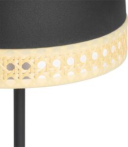 Orientální stolní lampa černá s ratanem 20 cm - Magna Rattan