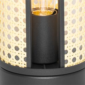 Orientální stolní lampa černá s ratanem 12 cm - Akira