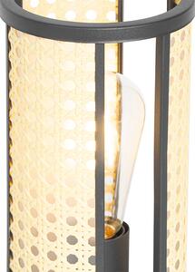 Orientální stolní lampa černá s ratanem 12 cm - Akira