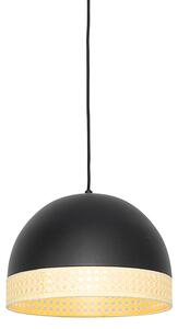 Orientální závěsná lampa černá s ratanem 30 cm - Magna Rattan