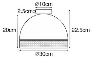 Orientální stropní svítidlo černé s ratanem 30 cm - Magna Rattan