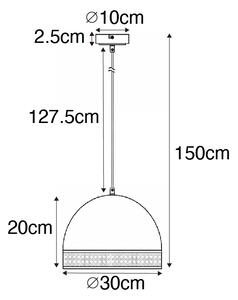 Orientální závěsná lampa bílá s ratanem 30 cm - Magna Rattan