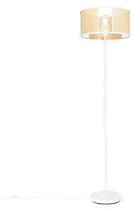 Retro stojací lampa bílá s ratanem 40 cm - Akira