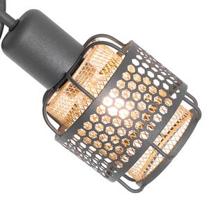 Designové stropní svítidlo černé se zlatým 3-světlem - Noud