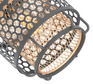 Designové stropní svítidlo černé se zlatým 2-světlem - Noud