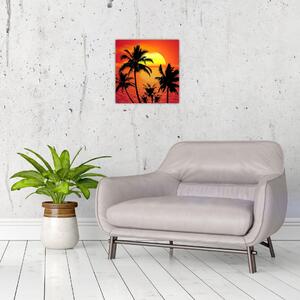 Obraz siluety ostrova s palmami (30x30 cm)