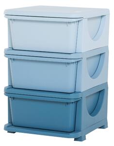 Dětská zásuvková skříňka (organizér) s úložnými boxy na hračky, modrá 37 x 37 x 56,5 cm 311-023BU