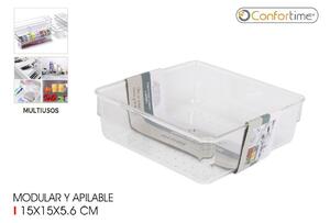 CONFORTIME Organizér do šuplíku kuchyně i koupelny, FLEXI - transparentní (15x15)