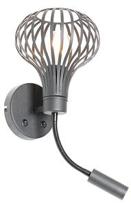 Moderní nástěnné svítidlo černé s lampou na čtení 2-světlo - Saffira Brescia