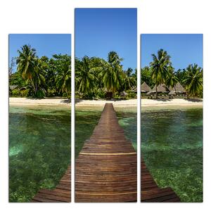 Obraz na plátně - Tropický ostrov a molo - čtverec 3912C (75x75 cm)