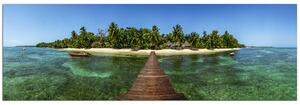 Obraz na plátně - Tropický ostrov a molo - panoráma 5912A (105x35 cm)