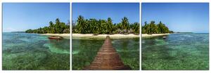 Obraz na plátně - Tropický ostrov a molo - panoráma 5912B (150x50 cm)