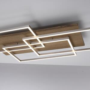 Stropní svítidlo dřevěné čtvercové včetně LED 3-světel s dálkovým ovládáním - Ajdin