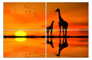 Obraz na plátně - Žirafy silueta 1919D (120x80 cm)