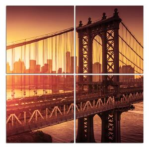 Obraz na plátně - Západ slunce nad Manhattanem - čtverec 326FD (60x60 cm)
