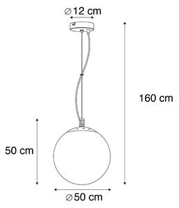 Skandinávská závěsná lampa opálové sklo 50cm - Ball 50