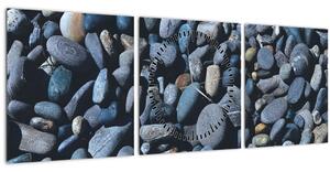 Obraz plážových oblázků (s hodinami) (90x30 cm)
