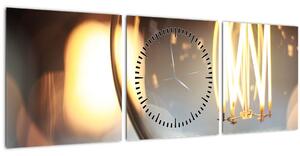 Obraz svítící žárovky (s hodinami) (90x30 cm)