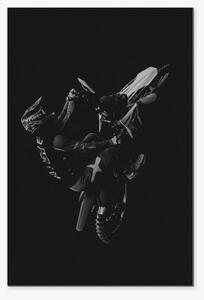 Motokrosový skok v černobílé – Jednodílný obraz, 40 × 60 cm