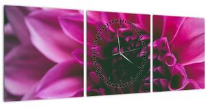 Obraz růžového květu (s hodinami) (90x30 cm)