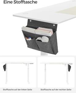 SONGMICS Dřevěný psací stůl výškově nastavitelný - bílá - 140x72-120x60 cm